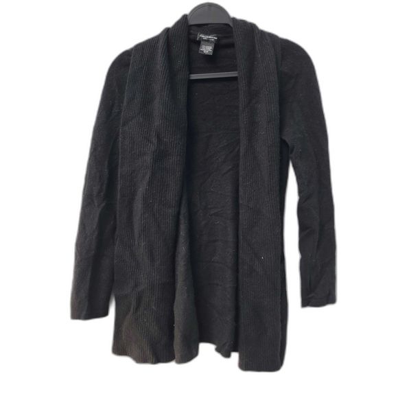 Lord & Taylor Long Black 100% Cashmere Open Cardigan - Closet Staple - XS - Picture 2 of 8